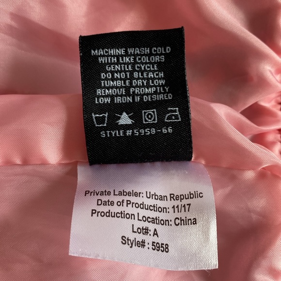 Urban Republic Floral Girls Bomber Jacket Size 5/6 Zip Closure Pink Blue - Picture 6 of 7